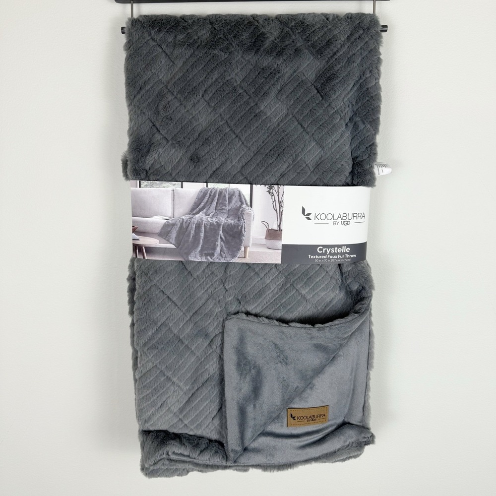 Koolaburra by UGG Crystelle Textured Faux Fur Throw 50" x 70" Gray BRAND NEW